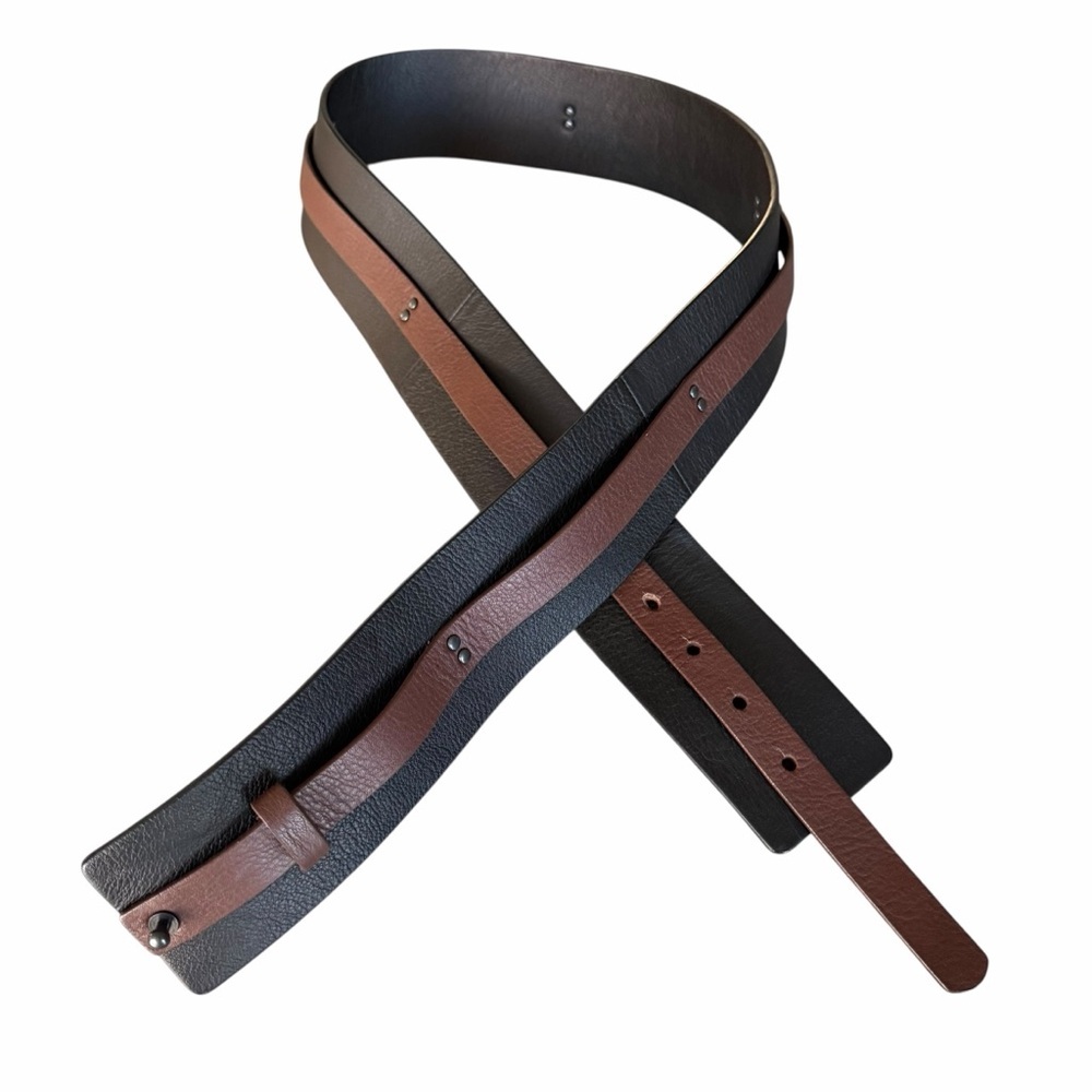 Eileen Fisher Black and brown Studded Wide Leather Belt Size M